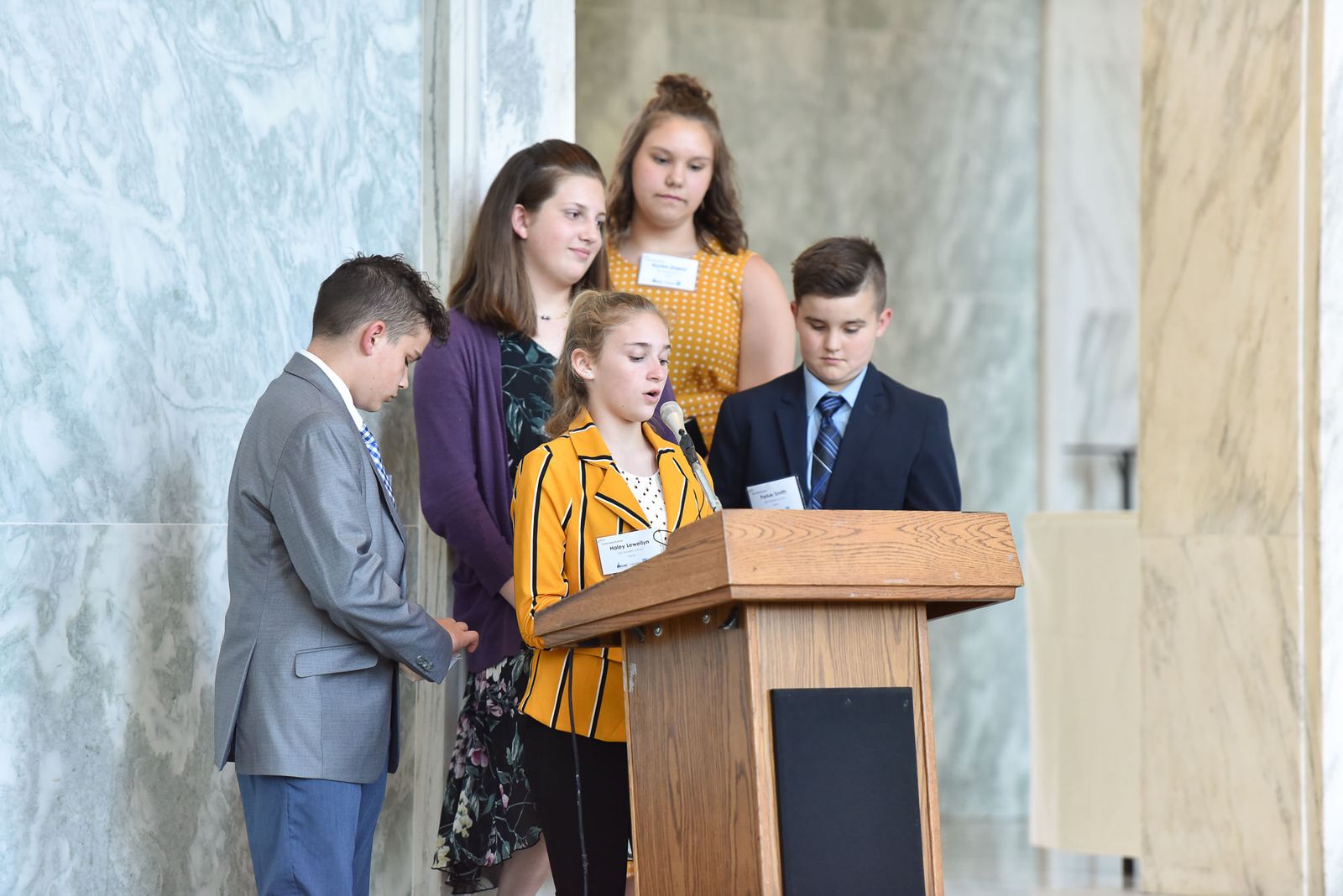 Students presenting their strategy at the Capitol Hill Challenge awards