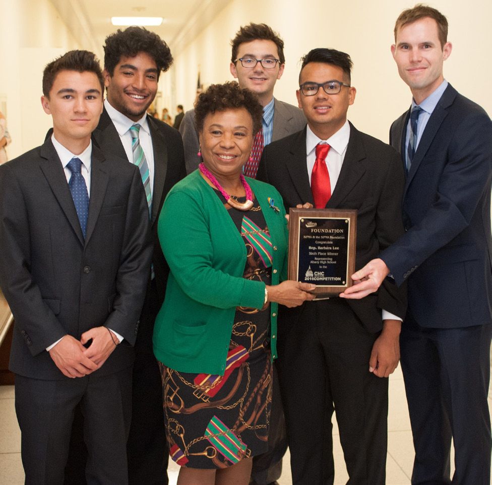 High school winners and their Member of Congress with a Capitol Hill Challenge award