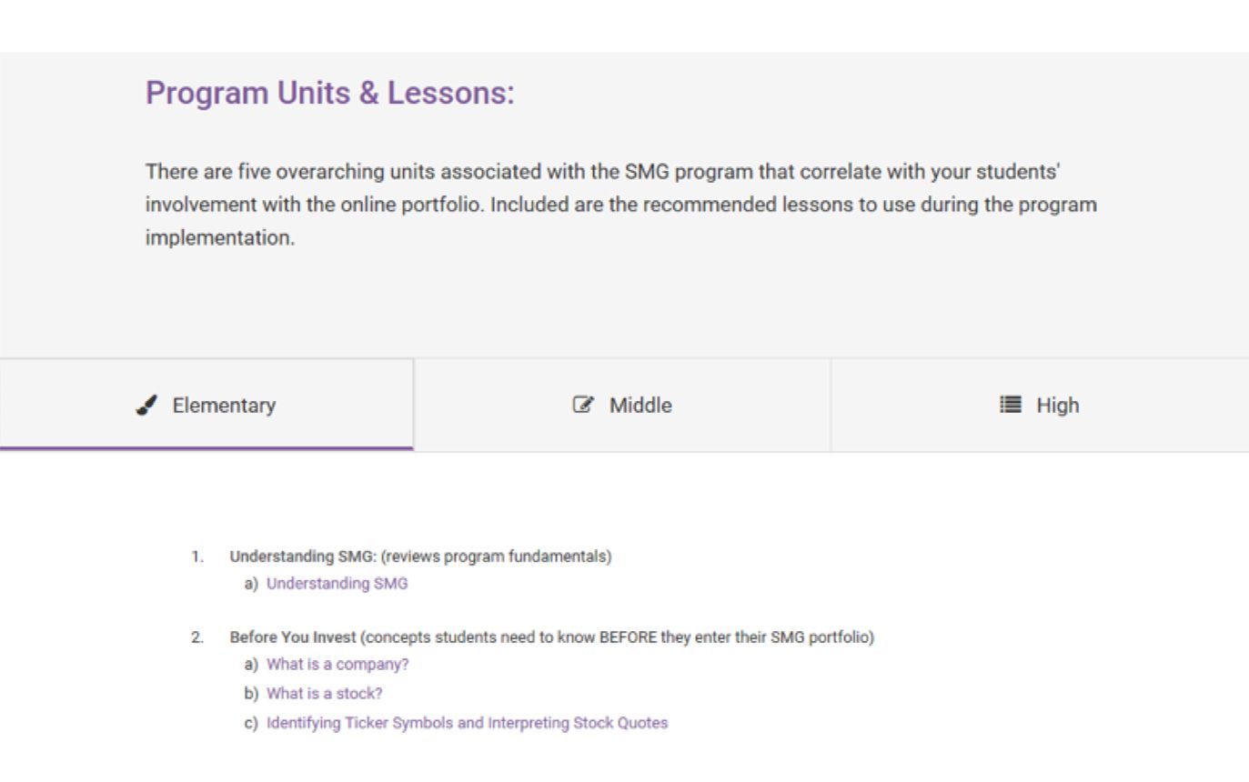 Teacher Support Center: program units and lessons for elementary, middle and high school