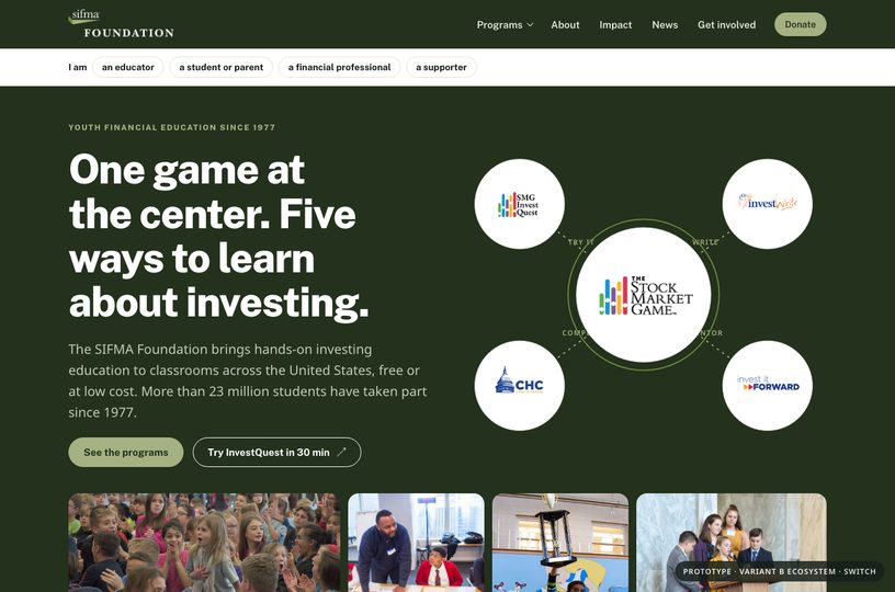Variant B home page