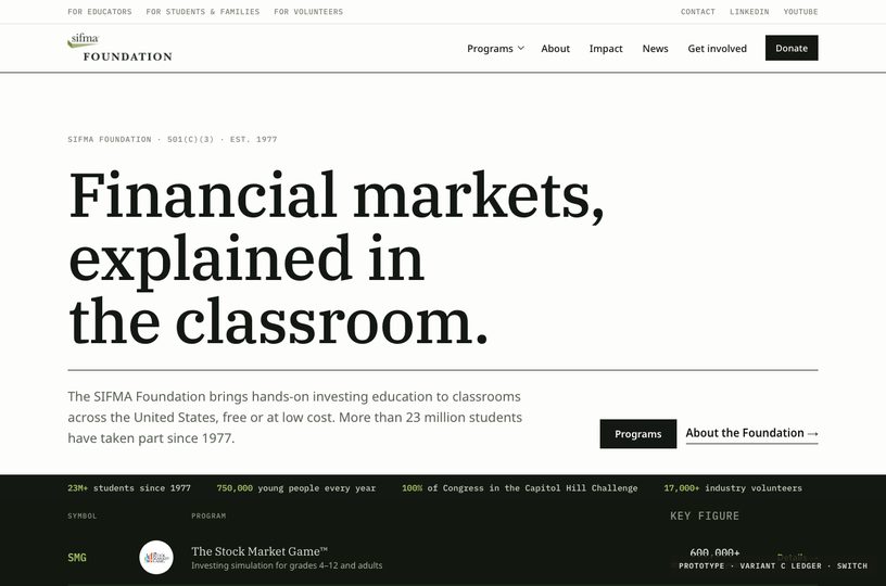 Variant C home page